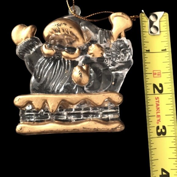 Acrylic Icicle Ornaments Lot x 3 Snowman Santa Claus Gold Trimmed Clear Lucite. - Picture 12 of 16